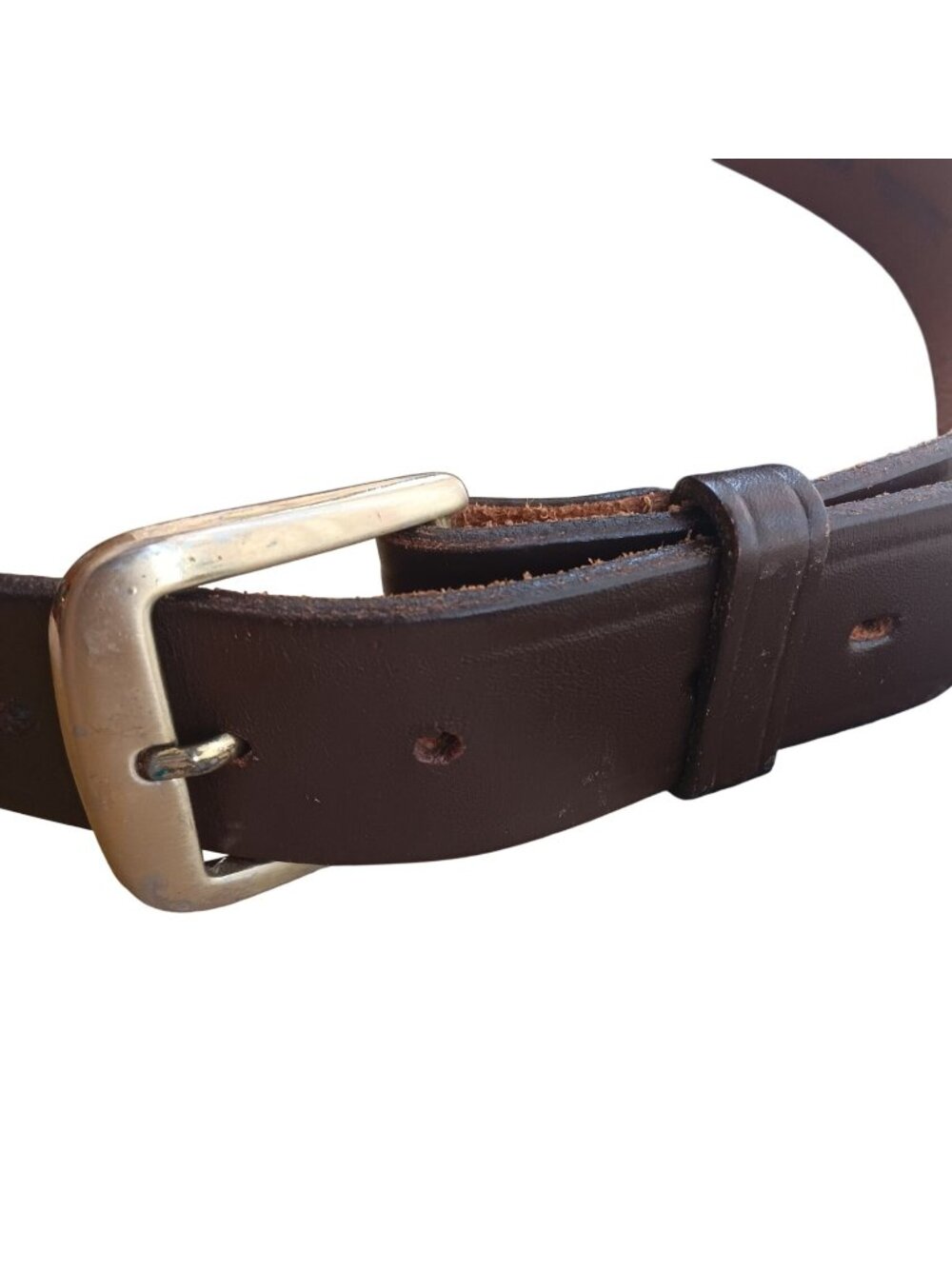 36 Vintage Brown Leather Belt Brass Buckle Made In USA 1980's Textan Raw